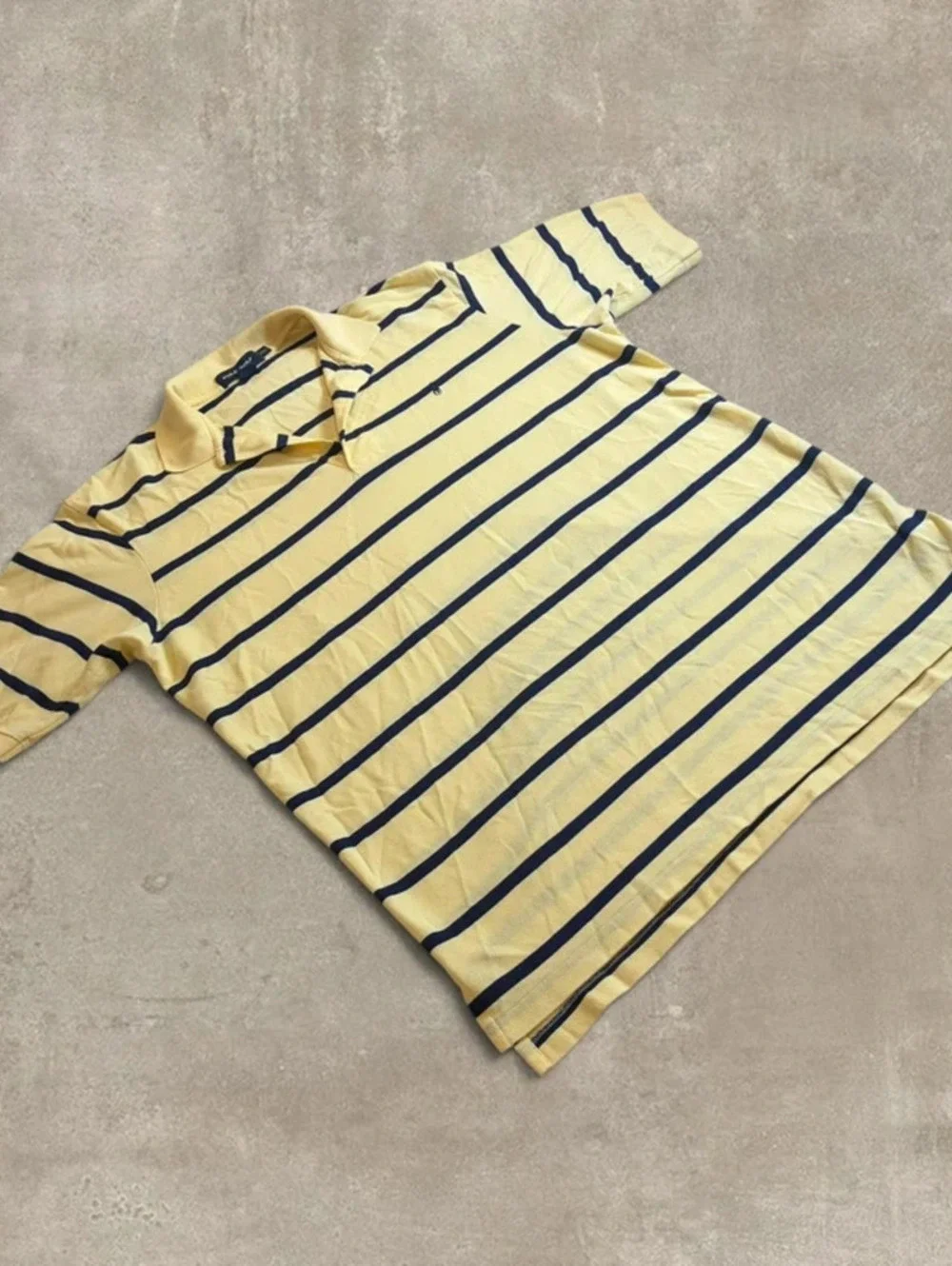 Vintage Polo Golf Ralph Lauren Striped Polo Shirt Yellow Navy Mens XXL Prep Y2K